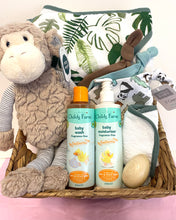 Load image into Gallery viewer, Jungle Baby Care Package in Large Wicker Basket