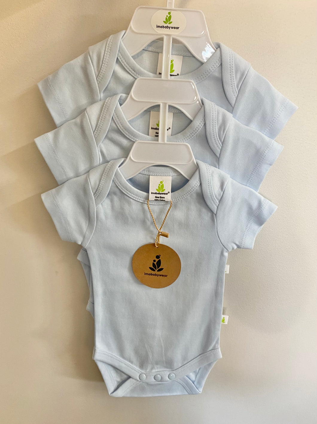 Imababy Set of 3 Easy Neck Bodysuits - Blue