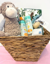 Load image into Gallery viewer, Jungle Baby Care Package in Large Wicker Basket