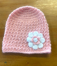 Load image into Gallery viewer, Merino Knitted Flower Beanies - 0-3 months