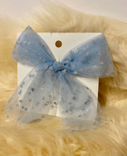 Load image into Gallery viewer, MaMer Valentina Party Bow - Blue Silver Dots