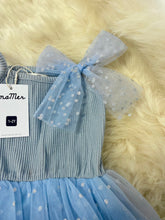 Load image into Gallery viewer, MaMer Valentina Party Bow - Blue Silver Dots