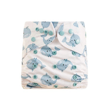 Load image into Gallery viewer, Bear &amp; Moo Reusable OSFM Cloth Nappy - Baby Whale

