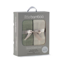 Load image into Gallery viewer, Little Bamboo Cellular Blanket 2 pack - Bayleaf