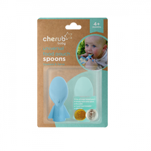 Load image into Gallery viewer, Cherub Baby Universal Food Pouch Spoon 2 pack - Blue & Green