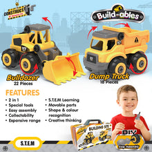 Load image into Gallery viewer, Build-ables Building Site Vehicles 2 n 1 Set