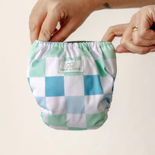 Load image into Gallery viewer, Bear & Moo Newborn Cloth Nappy - Coastal Checks