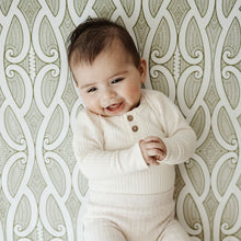Load image into Gallery viewer, BO & KO Baby Fitted Cot Sheet - Te Pātiki Green