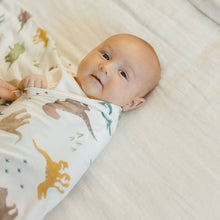 Load image into Gallery viewer, Little Unicorn Stretch Knit Swaddle Blanket - Dino Pals