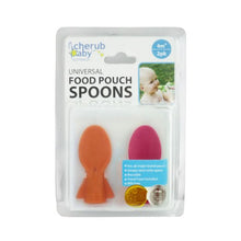 Load image into Gallery viewer, Cherub Baby Universal Food Pouch Spoon 2 pack - Pink & Orange