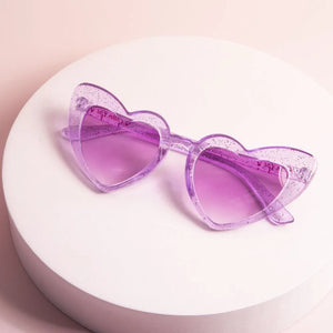 Glitter Girl Sparkling Heart Kids Sunglasses - Funfetti Purple