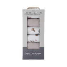 Load image into Gallery viewer, The Little Linen Towelling Washers 6 pack - Willow Bear