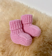 Load image into Gallery viewer, 100% Pure Merino Newborn Booties - Roll Down Top