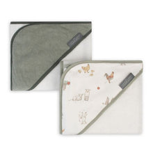 Load image into Gallery viewer, The Little Linen Hooded Towel 2 Pack - Farmyard Lamb