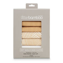 Load image into Gallery viewer, Little Bamboo Soft Muslin Wash Cloths - 6 pk (Marigold)