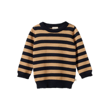 Load image into Gallery viewer, Nature Baby Merino Knit Pullover - Navy/Caramel