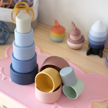 Load image into Gallery viewer, Playground Silicone Nesting Blocks - Multi Blue