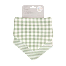 Load image into Gallery viewer, All4Ella Bandana Bibs 2pk – Reversible - Gingham Sage