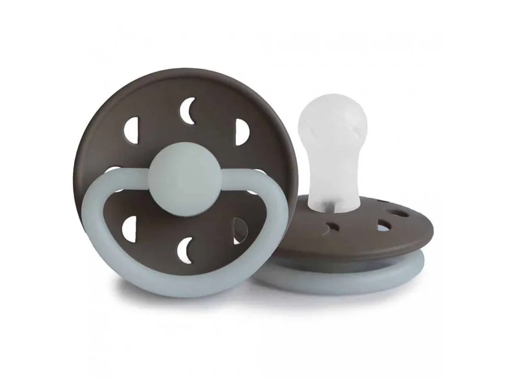 Frigg Silicone Moon Phase Pacifier 2 pack - Portobello Night (GLOW IN THE DARK)