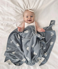 Load image into Gallery viewer, Over the Dandelions Organic Cotton Blanket - Enchanted Garden - Sky Blue