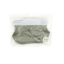 Load image into Gallery viewer, All4ella Silicone Catch Bib & Spoon - Olive