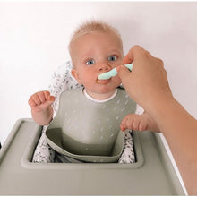 Load image into Gallery viewer, All4ella Silicone Catch Bib & Spoon - Olive