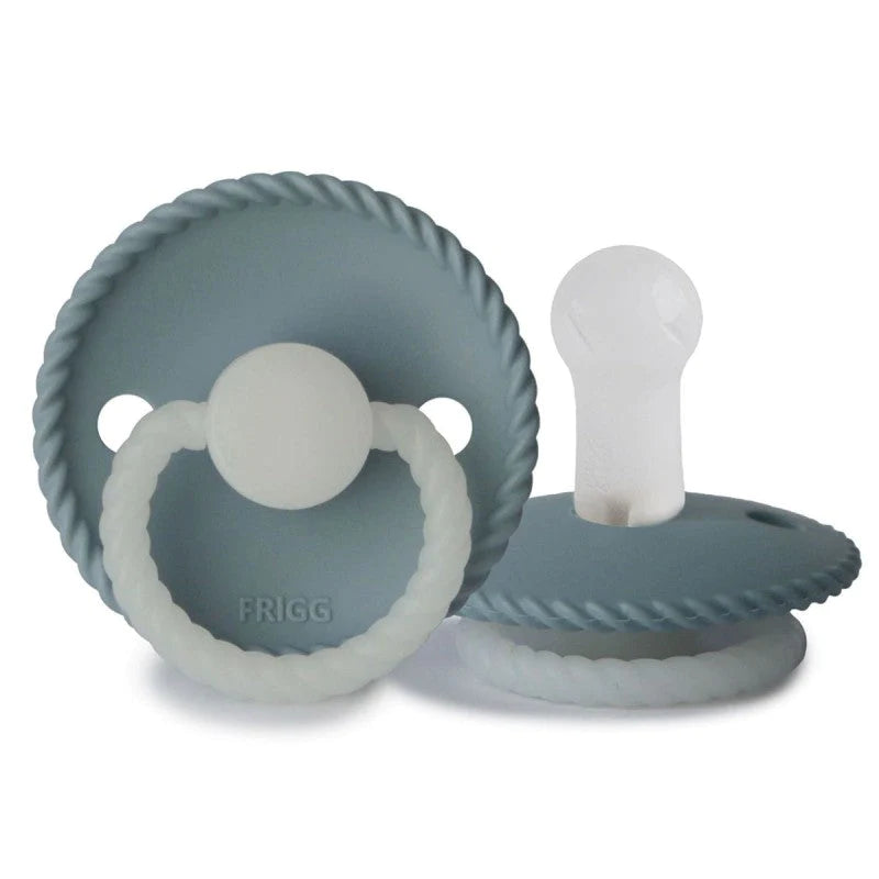 Frigg Rope Silicone Pacifier 2 pack -Stone Blue Night (GLOW IN THE DARK)