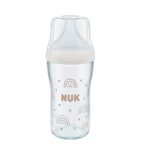 Load image into Gallery viewer, Nuk Perfect Match Glass Bottle 230ml - Temperature Control - Anti Colic Vent - 3m+ (Rainbow)