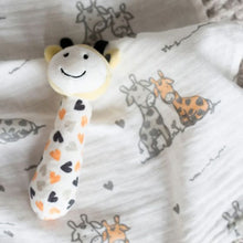 Load image into Gallery viewer, The Little Linen Company Muslin Wrap & Crinkle Toy Set - Giraffe