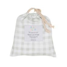 Load image into Gallery viewer, All4ella Waterproof Jersey Fitted Cot Sheet - Sage Gingham