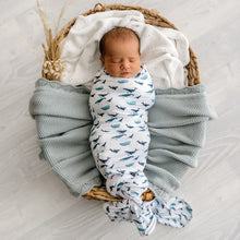 Load image into Gallery viewer, Mod & Tod Stretchy Swaddle - Whale Tales
