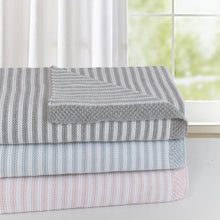 Load image into Gallery viewer, Living Textiles Knitted Stripe Blanket - pink