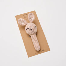 Load image into Gallery viewer, Over the Dandelions Crochet Bunny Rattle - Blush
