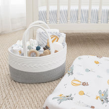 Load image into Gallery viewer, Living Textiles 100% Cotton Rope Nappy Caddy - Grey/White
