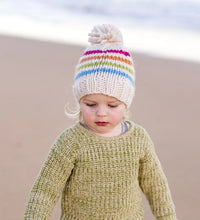Load image into Gallery viewer, Acorn Rainbow Stripes Beanie - Natural
