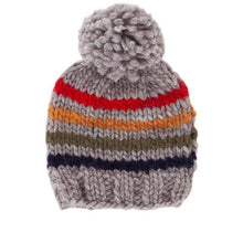 Load image into Gallery viewer, Acorn Rainbow Stripes Beanie - Grey 3-6 mths