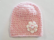 Load image into Gallery viewer, Merino Knitted Flower Beanies - 0-3 months