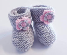 Load image into Gallery viewer, Merino Knitted Flower Booties - 0-3 months