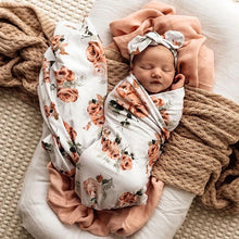 Load image into Gallery viewer, Snuggle Hunny Kids Baby Jersey Wrap &amp; Topknot Set - Rosebud
