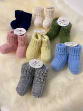 Load image into Gallery viewer, 100% Pure Merino Newborn Booties - Roll Down Top