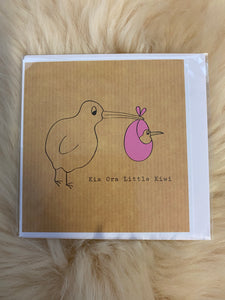 Kia Ora Little Kiwi - Pink - Greeting Card