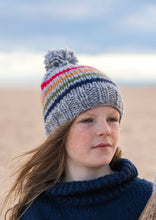 Load image into Gallery viewer, Acorn Rainbow Stripes Beanie - Grey 3-6 mths