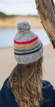 Load image into Gallery viewer, Acorn Rainbow Stripes Beanie - Grey 3-6 mths