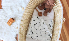 Load image into Gallery viewer, From NZ With Love - Black & White NZ Map Muslin Swaddle