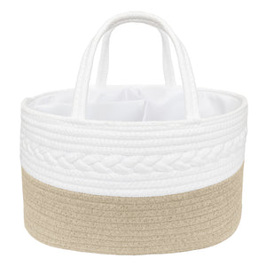 Living Textiles 100% Cotton Rope Nappy Caddy - Natural/White