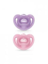 Load image into Gallery viewer, NUK Sensitive Soother 100% Soft Silicone - 2 pack - Size 0-6 months &amp; 6-18 months (Pink/Purple)
