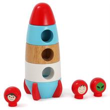 Load image into Gallery viewer, Discoveroo Wooden Magnetic Stacking Rocket
