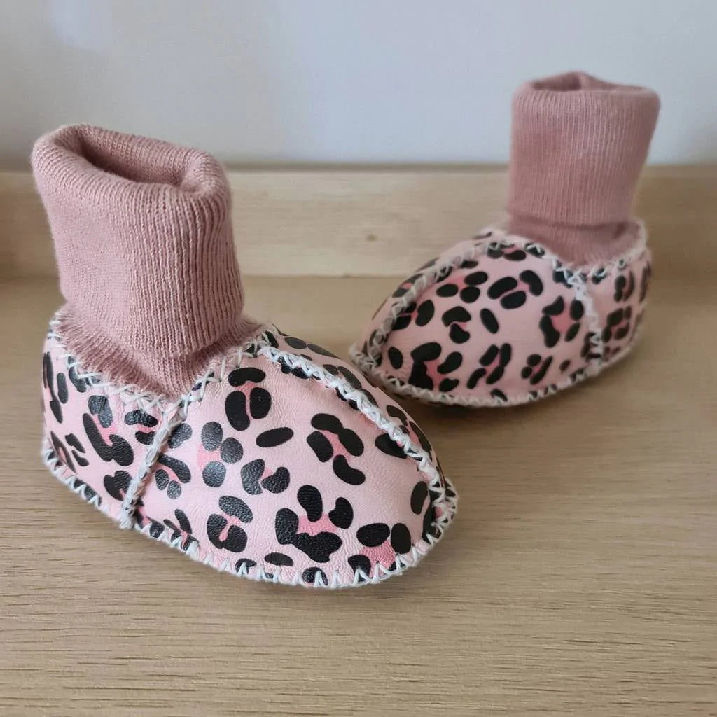 Leopard print baby booties sales