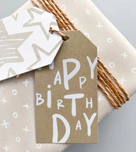 Load image into Gallery viewer, Made Paper Co. Happy Birthday + Star 10pk Gift Tags (Khaki, Tan)