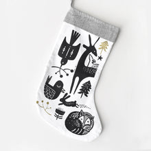Load image into Gallery viewer, Wee Gallery Winter Animals Christmas Stocking - Black on White ONE LEFT